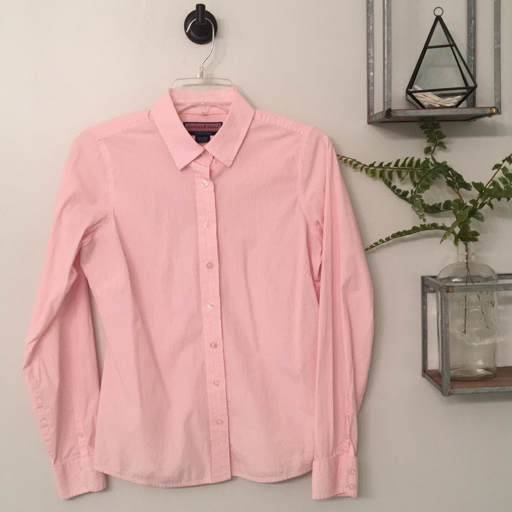 Pretty Pink Stripe Vineyard Vines Button Down Sz 6